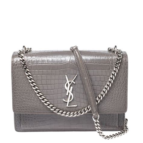 ysl grey croc bag|saint laurent ysl crossbody bag.